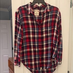Red and Blue Plaid Button-Up Shirt